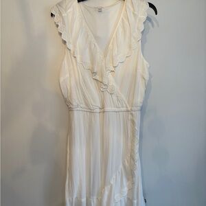 Cream Sleeveless Ruffle Dress